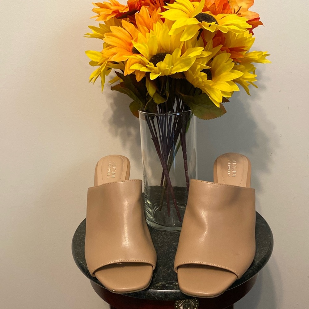 ALFANI STEP FLEX gently used block heeled slip on style shoe. Sz 9.5 Medium.
